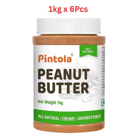 Pintola All Natural Peanut Butter Unsweetened Creamy 1Kg (Pack Of 6) Grocery "BAE" Charm Bracelet