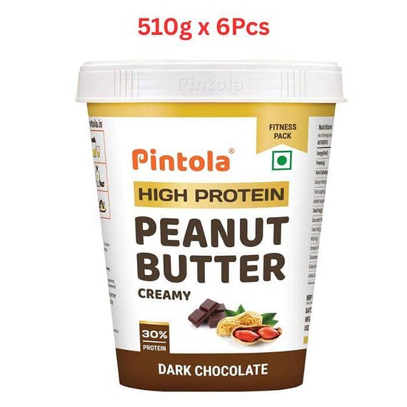 Pintola High Protein Peanut Butter- Dark Chocolate (Creamy) 510g (Pack Of 6) Grocery "BAE" Charm Bracelet
