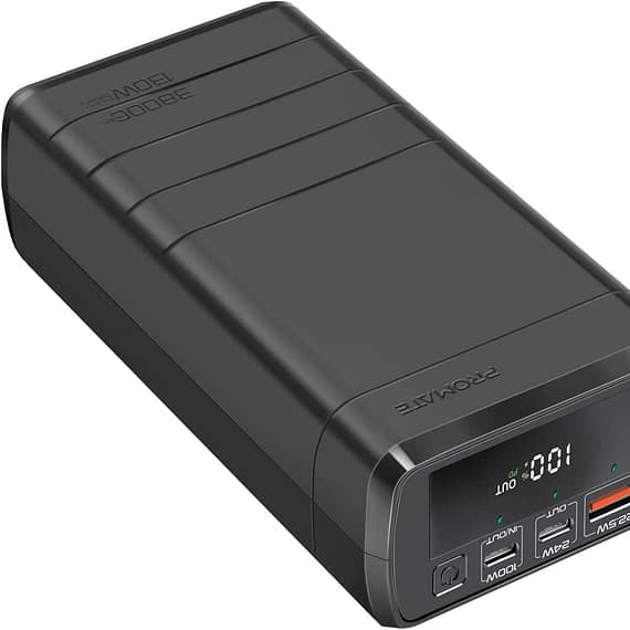 Promate 30 Watt Power Bank 38000mAh Power Mine, Black – POWERMINE-130W (UAE Delivery Only) Electronics "BAE" Charm Bracelet
