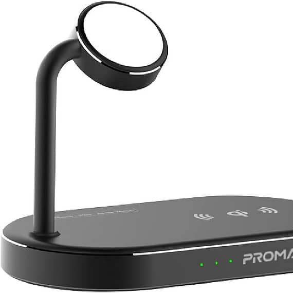 Promate Aluminum Wireless Charger Stand, WAVEPOWER.UK-BK Charging Station "BAE" Charm Bracelet