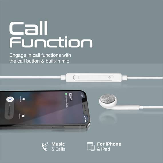 Promate Earbuds with Lightning Connector, Ergonomic In-Ear Apple MFi Certified Mono Earphone with Mic, Noise Isolation, Call Function and In-Line Volume Control for iPhone 13/13 Pro Max, Beat-LT White Electronics "BAE" Charm Bracelet