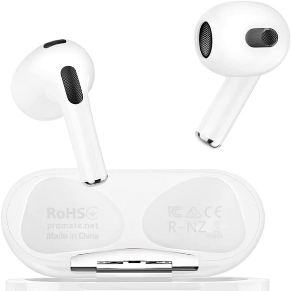 Promate True Wireless Earbuds, High Fidelity In-Ear Bluetooth v5.0 Earphones with Built-in Mic, 25H Playback Time, Touch Controls, Auto Pairing and Wireless Charging Case, FreePods-2 White Electronics "BAE" Charm Bracelet