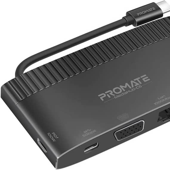 Promate USB-CHub, 6-in-1 Type-CSync/Charge Adapter with 4K HDMI, MEDIAHUB-C6 Computer Accessories "BAE" Charm Bracelet