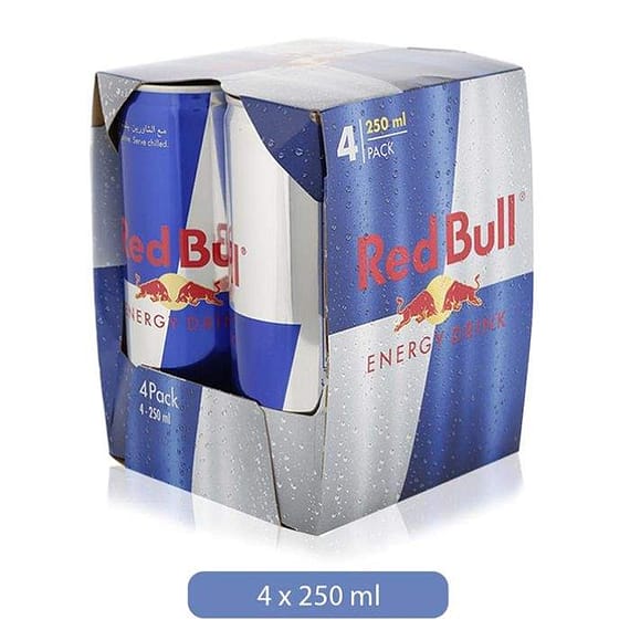 RedBull Energy Drink, 250 ml, Pack of 4 (UAE Delivery only) Beverages "BAE" Charm Bracelet