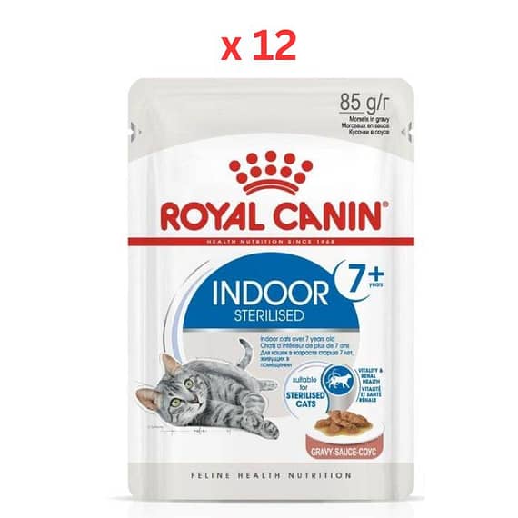 Royal Canin Feline Health Nutrition Indoor 7+ Sterilised Gravy – WET FOOD Pouches (Pack Of 12) Cat Food "BAE" Charm Bracelet