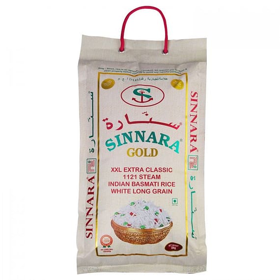 Sinnara Gold 1121 Steam Basmati Rice 5Kg (UAE Delivery Only) Food Cupboard "BAE" Charm Bracelet