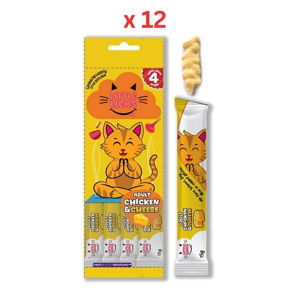 Smudges Little Licks Chicken & Cheese Creamy Bisque Adult 4 x 15g (Pack Of 12) Cat Treats "BAE" Charm Bracelet