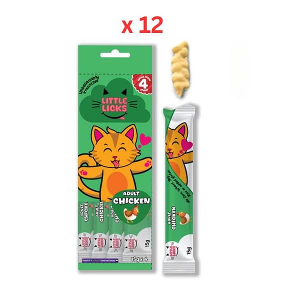 Smudges Little Licks Chicken Creamy Bisque Adult 4 x 15g (Pack Of 12) Cat Treats "BAE" Charm Bracelet