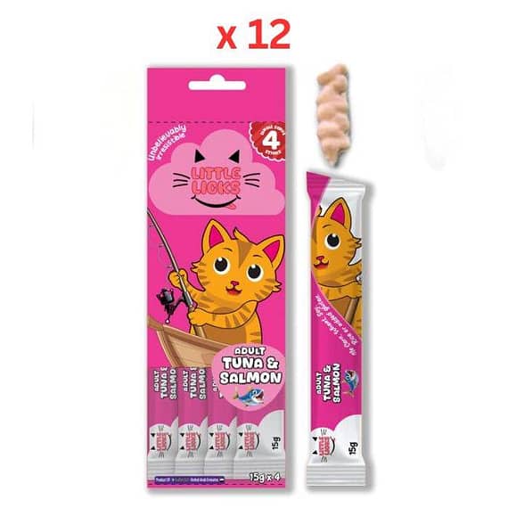 Smudges Little Licks Tuna & Salmon Creamy Bisque Adult 4 x 15g (Pack Of 12) Cat Treats "BAE" Charm Bracelet