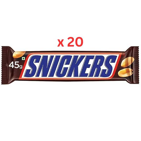Snickers Chocolate 45g, Carton Of 20pcs Confectionery "BAE" Charm Bracelet