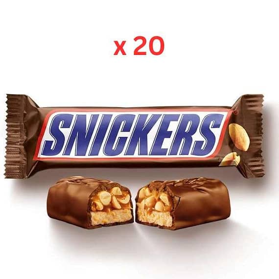 Snickers Original Chocolate Bar 45g Box Of 20 Confectionery "BAE" Charm Bracelet
