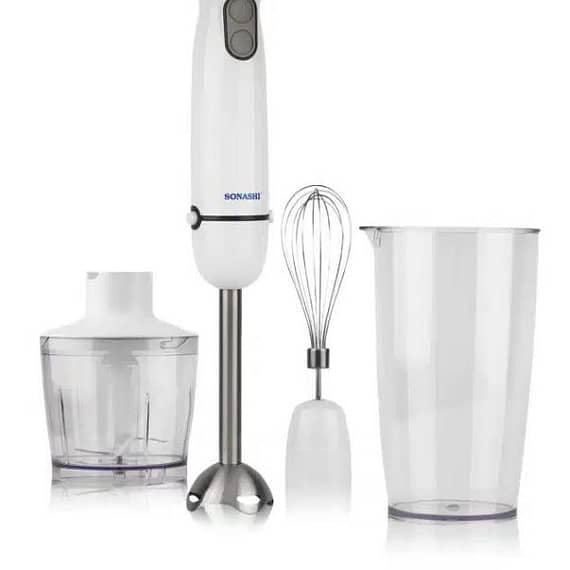 Sonashi 4-In-1 Hand Blender Set With Chopper, Calibrated Beaker And Wisk 600 Ml 400W, White – SHB-184JCW Blender & Mixer "BAE" Charm Bracelet