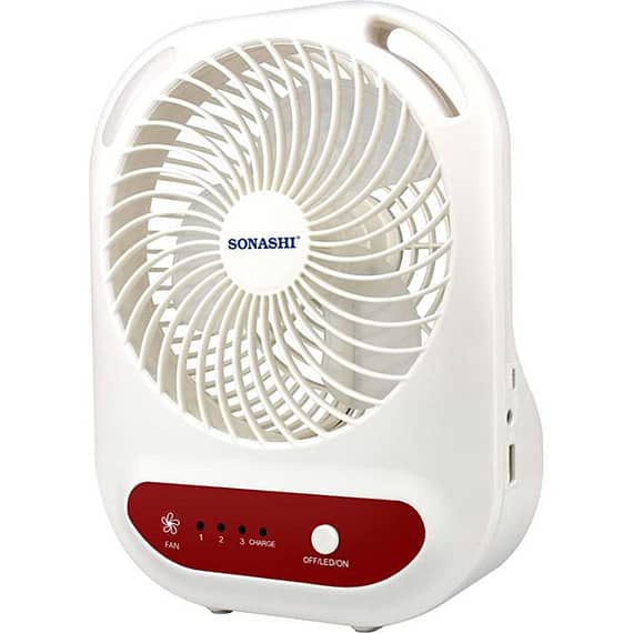 Sonashi 6-Inch Rechargeable Mini Fan w/Three Adjustable Speed, SRF-607N Fans & Air Purifier "BAE" Charm Bracelet