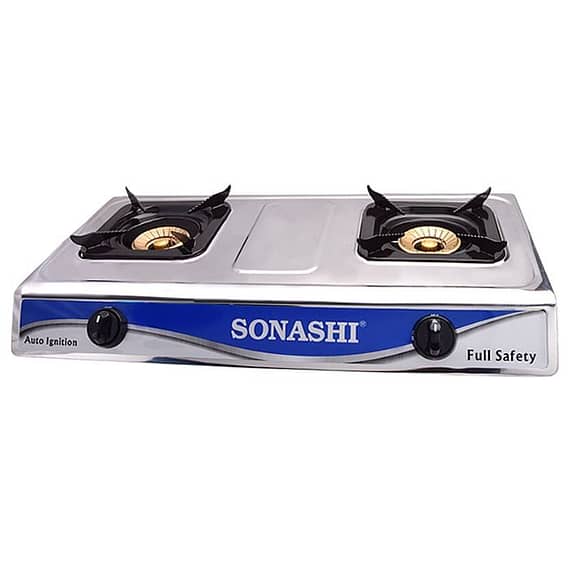 Sonashi Double Gas Burner Stainless Steel Panel Enamel Fixed Pan Support Automatic Ignition System – SGB-203SFFD Gas & Stove "BAE" Charm Bracelet