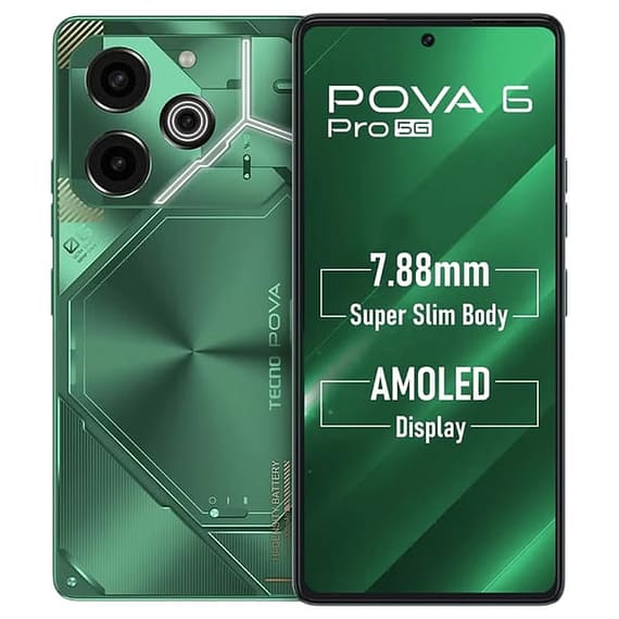 Tecno Pova 6 Pro, 256GB 12GB, Comet Green, 5G Mobiles "BAE" Charm Bracelet
