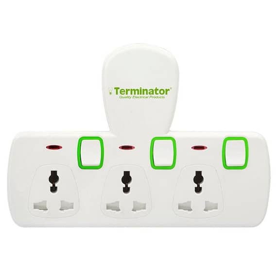 Terminator 3 Way T-Socket Multi Adaptor with Individual Switches & Indicators – TMA 573T Electronics "BAE" Charm Bracelet