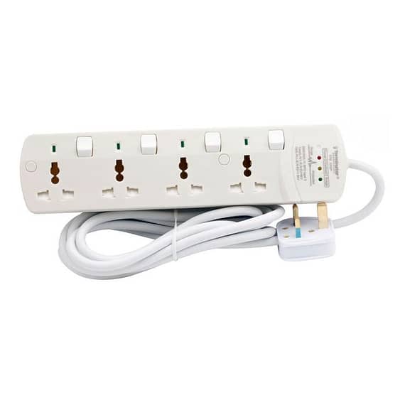 Terminator 4 Way Universal Power Extension with Surge Protection & 3M Cable length – TPB 4ASP Electronics "BAE" Charm Bracelet