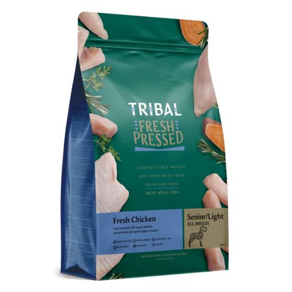 Tribal Fresh Pressed Complete Fresh Chicken Light Dry, Senior Dog Food 2.5Kg Dog Food "BAE" Charm Bracelet