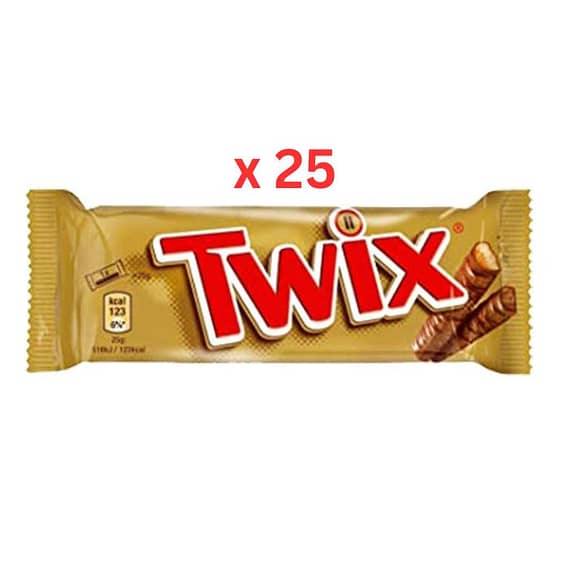 Twix Chocolate 50g, Carton Of 25pcs Confectionery "BAE" Charm Bracelet