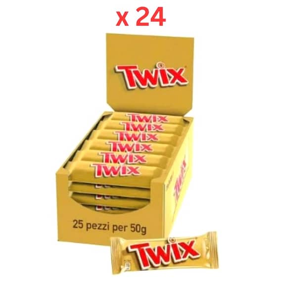 Twix Chocolate Bar 50g Box Of 24 Confectionery "BAE" Charm Bracelet