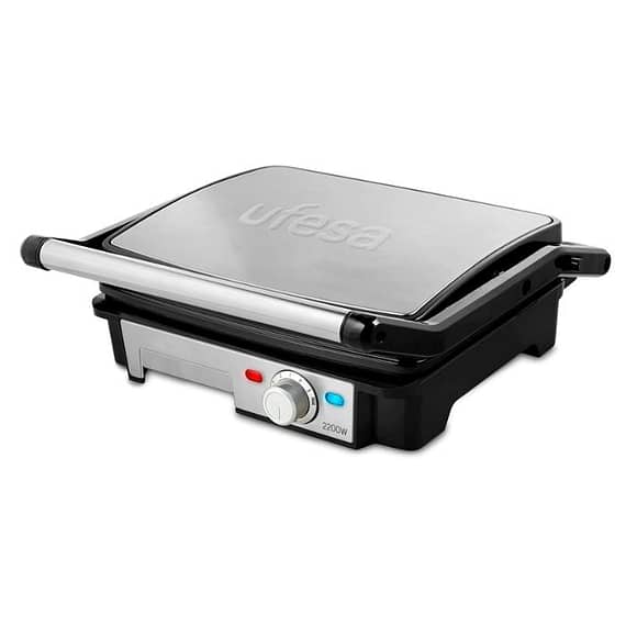 UFESA Contact Grill, 2200W,Non-Stick Plates, 180° Plate Openings, Temperature Regulator, Grease Tray, Cold Touch Handles Household "BAE" Charm Bracelet