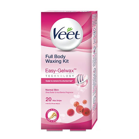 Veet Full Body Waxing Kit Easy-Gelwax Normal Skin 20 Wax Strips Grocery "BAE" Charm Bracelet
