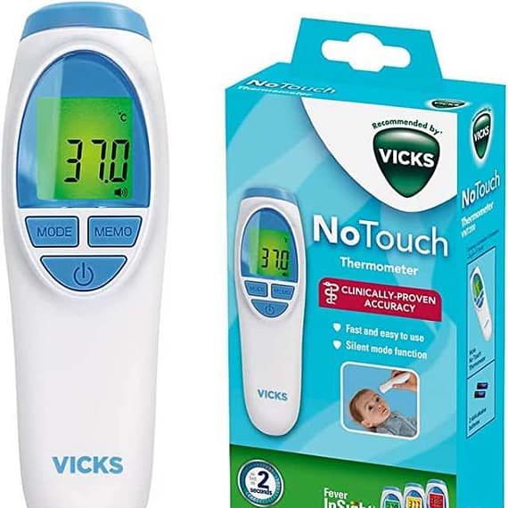 Vicks VNT200 No Touch Thermometer, Fever Insight Fast 2 Sec, Measurement, 5 Memories, Silent Mode Function – VNT200 Household "BAE" Charm Bracelet
