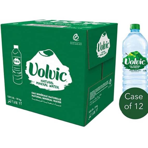Volvic Natural Spring Water, 12 Bottles x 1.5 Litre Beverages "BAE" Charm Bracelet