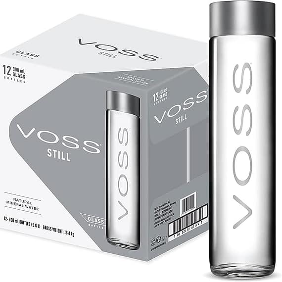 Voss Natural Mineral Water, 800ml X12 Still Glass Bottles Beverages "BAE" Charm Bracelet