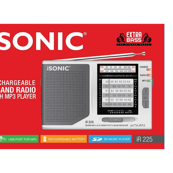iSonic 8 Band Rechargeable Radio With Mp3 Player – Silver, (IR 225) Electronics "BAE" Charm Bracelet