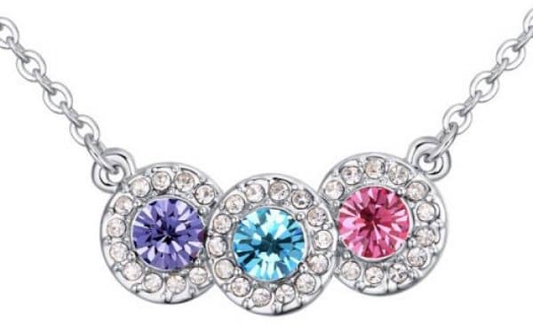 Swarovski Elements 18K White Gold Plated Necklace encrusted with Color Fashion fashion