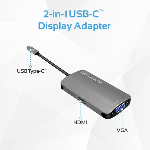 Promate USB Type-C™ Hub, High-Quality USB-C™ to 1080p VGA and HDMI Adapter Laptop Accessories 2