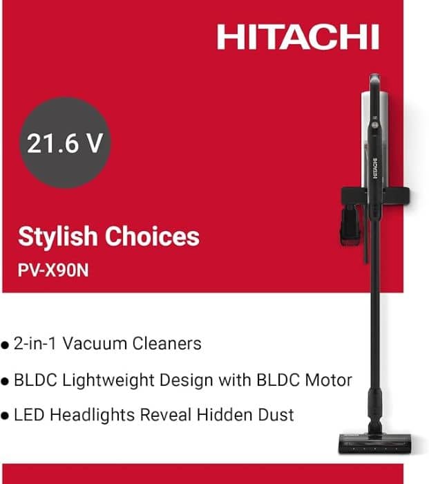 Hitachi Vacuum Cleaner Powerful Household Cordless Vacuum With versatile & low-noise 40Mins Runtime, Stick Vacuum Cleaner – PVX90NPWH Household "BAE" Charm Bracelet 2