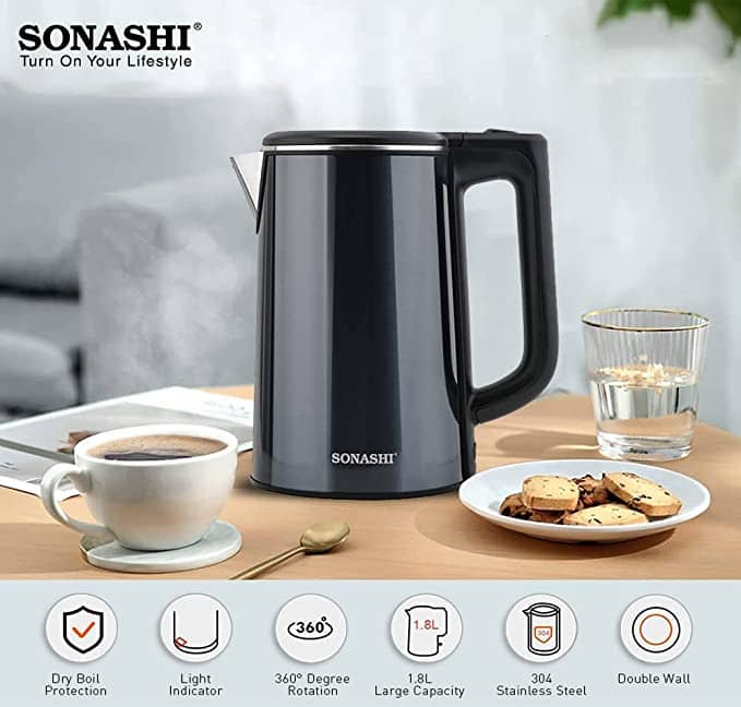 Sonashi 1.8 Litres Stainless Steel Cordless Kettle, SKT-1810 Electric Kettles "BAE" Charm Bracelet 2