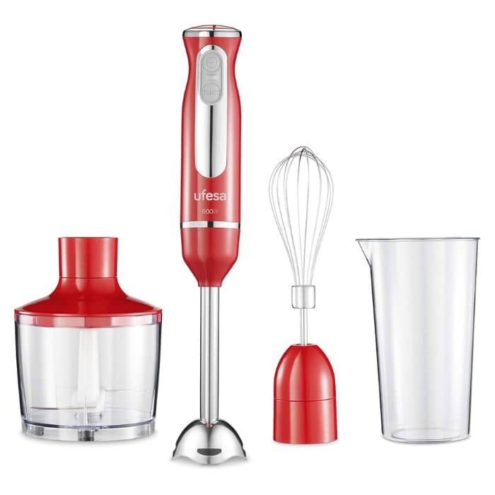 UFESA BP3443 Hand Blender, 600 W Power, Turbo Function, 2 Stainless Steel Blades & Shaft, Ergonomic & Anti-Splash Design, Included Accessories, BPA-Free, Red Color Blender & Mixer "BAE" Charm Bracelet