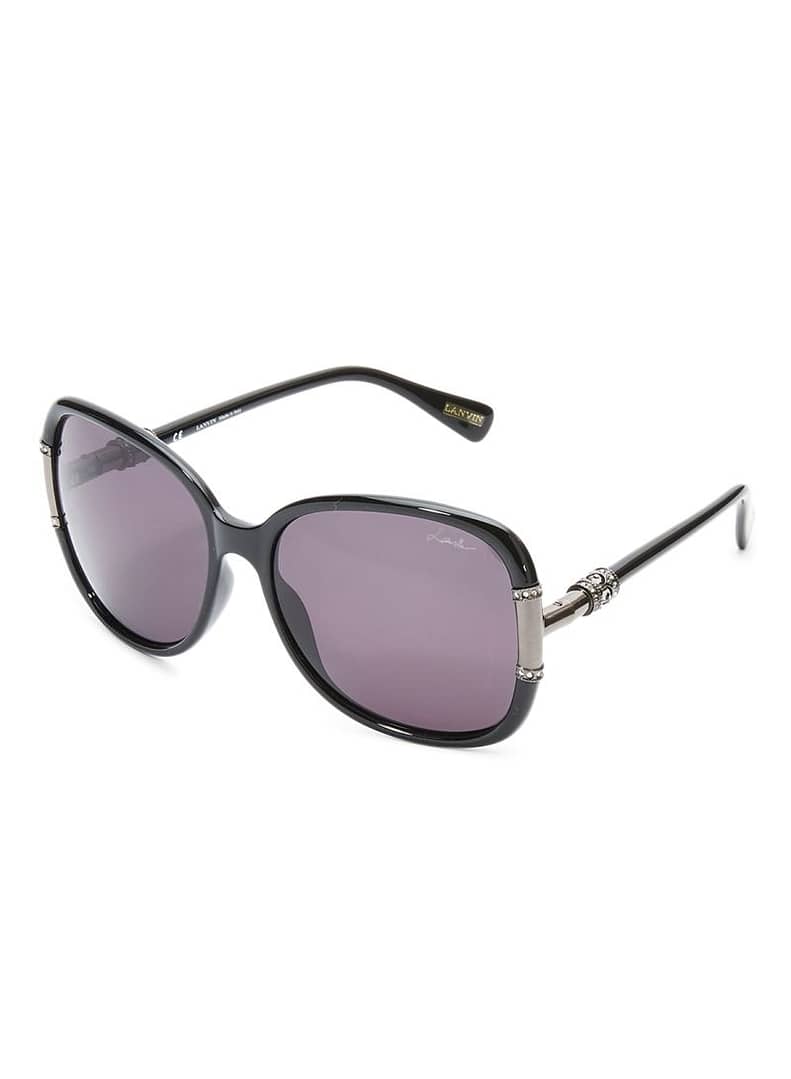 Lanvin Oval Shape Wrap Women’s Sunglasses Black Frame and Lens Color G Fashion fashion