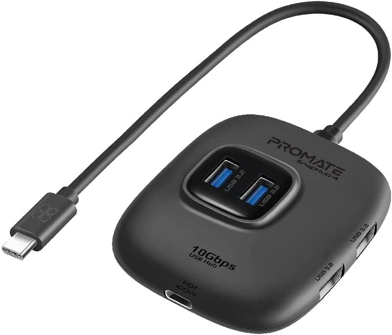 Promate USB-C Hub, 5-in-1 Type-C Sync/Charge Adapter with USB-A Adapter, SNAPHUB-4 Computer Accessories "BAE" Charm Bracelet