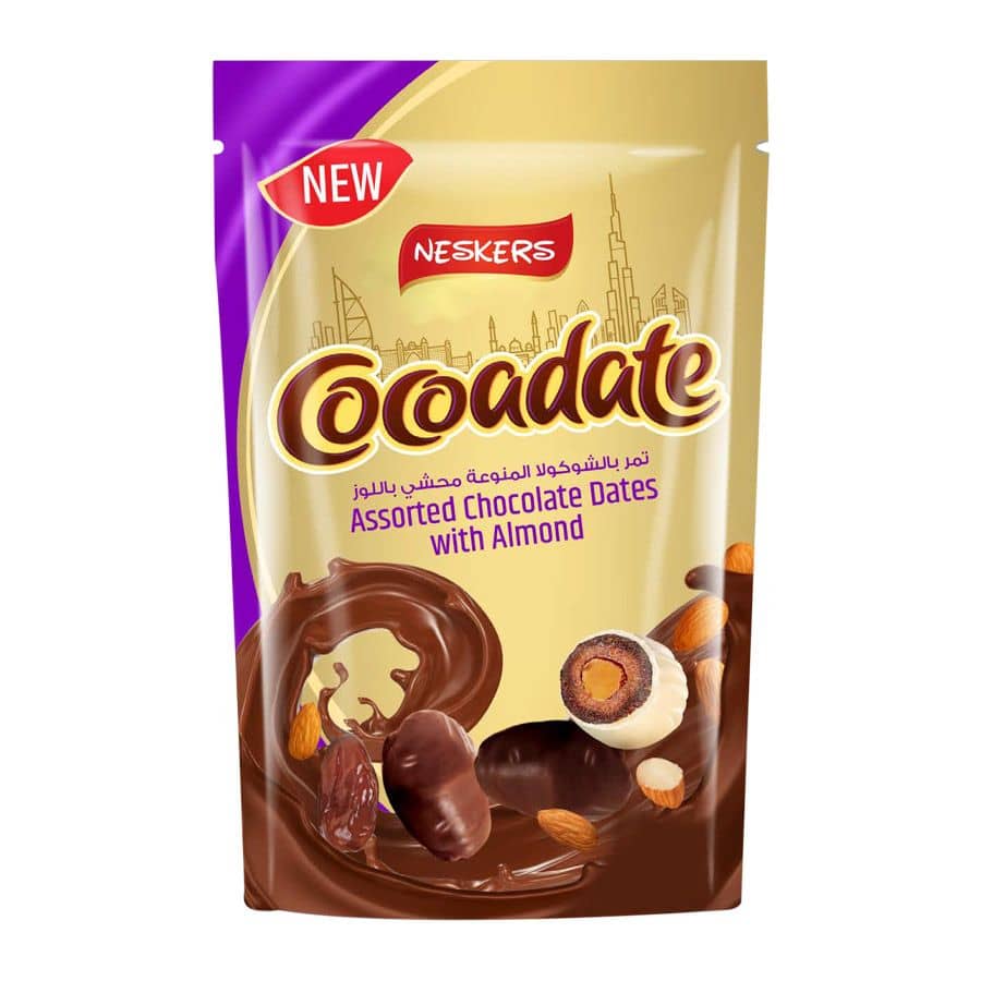 Neskers Assorted Chocolate Date With Almond 300g Food Cupboard Grocery