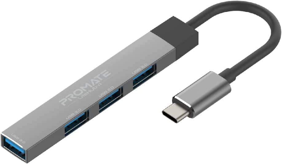 Promate USB-C Hub, 4-in-1 Type-C Sync/Charge Adapter with USB-A Adapter, LITEHUB-4.Grey Computer Accessories "BAE" Charm Bracelet