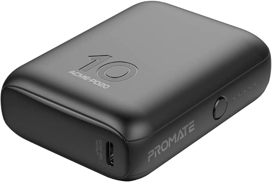 Promate USB-C Power Bank, World's Smallest 10000mAh Portable Charger With 20W USB-C Power QC 3.0 22.5W Port & Over-Heating Protection Acme PD20, Black – ACME-PD20.BLACK (UAE Delivery Only) Electronics "BAE" Charm Bracelet